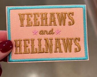 Yeehaws & Hellnaws geborduurde opstrijkpatch - DIY-patch voor vrachtwagenchauffeur