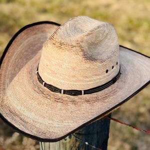 Natural Straw Cowboy Hat with Brick shape Crown, Cowgirl Hat, Custom Hat, Cattleman Style, Turned up Brim Mens Hat Women&#39;s Hat Summer Hat