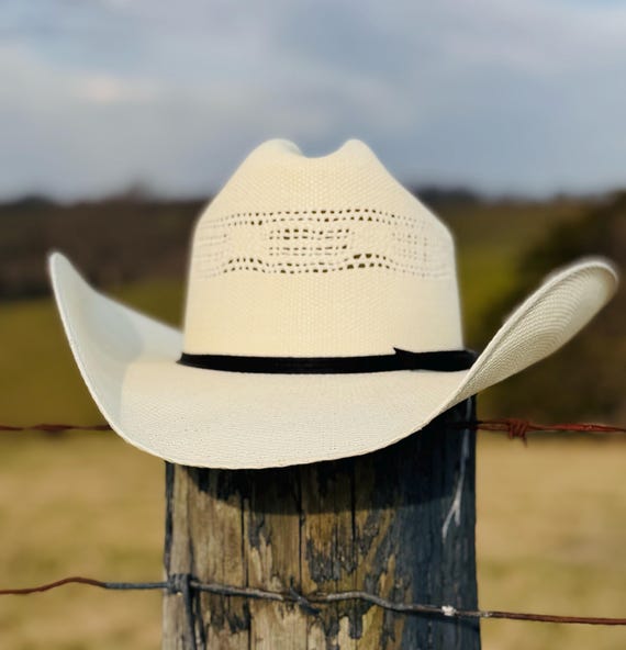 Straw Cowboy Hat Unisex Breathable Western Cattleman Style Sun Protection ADAHOP Classic Cattleman Straw Cowboy Hat Western Style  main image 4