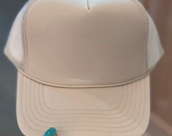 Otto Blank Trucker Hat, DIY Hat for Patches, Tan Trucker Hat, Mesh Back, Snap Back Hat Cap
