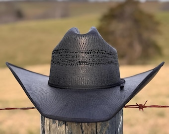 Schwarzer Strohhut Cowboyhut: Cattleman Stil Sommerhut