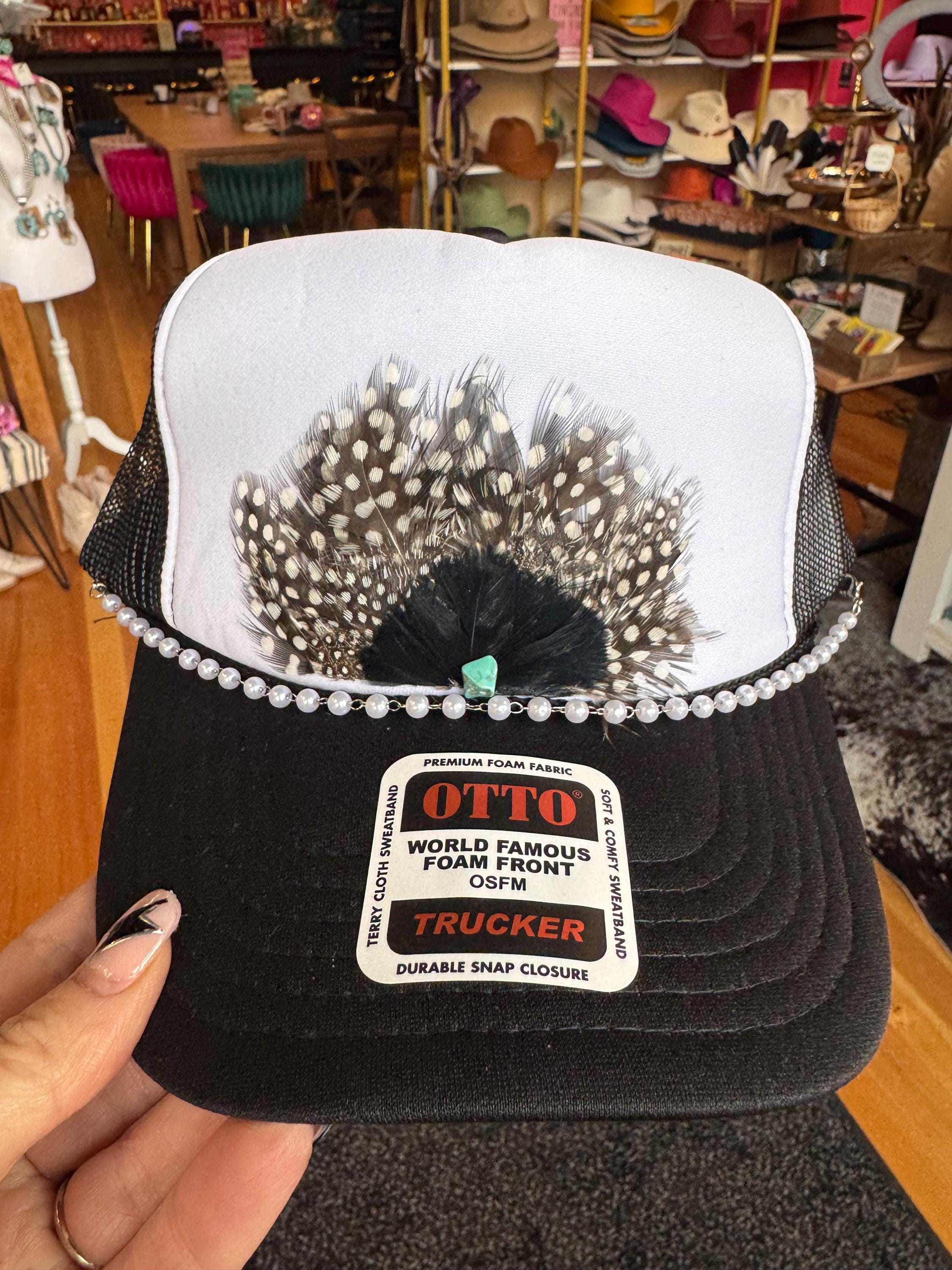 Trixie Black Feather Trucker Hat Black Feather Trucker Hat - Etsy main image 4