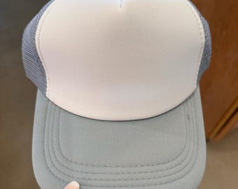 Blank Gray & White Trucker Hat: DIY Patch Snapback