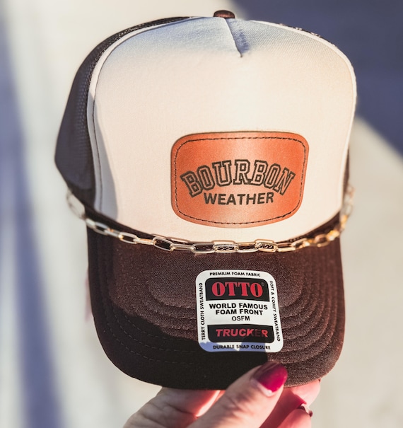 Bourbon Weather Trucker Hat: Brown & Tan Otto Cap With Gold  display picture 2