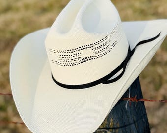 Natural Straw Cowboy Hat: Cattleman Style with Black Band