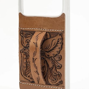 Saddle Creek Hand-Tooled Leather iPhone 17 Pro Case with Loop image 3