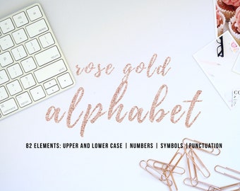 Rose Gold Alphabet/Rose Gold Letters/Rose Gold Font/Rose Gold PNG/Rose Gold Font Clip Art/Digital Download/Rose Gold Art/Rose Gold PNG
