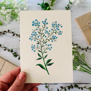 Blue Floral Postcard Set of 6 Wildflowers and Leaves Botanical Notecards Pack Nature Illustrated A6 Flower Art Cards Mini Prints image 4