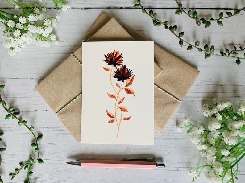 Autumn Floral Postcard Set of 6 Autumnal Botanical Collection Fall Watercolour Neutral Tonal Notecards Pack Art Cards Thanksgiving image 7