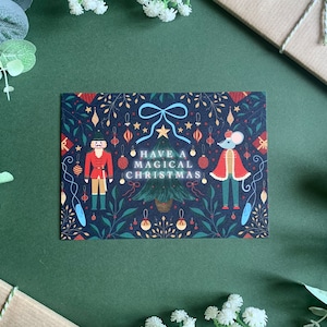 Der Nussknacker Postkarte - Have a Magical Christmas - Cozy Festive Illustrated Card - Xmas 2022