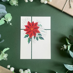 Weihnachtsgeschenk Postkarte - Festliches Geschenk - Botanische Xmas Illustrated Art Karte - A6