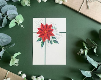 Cartolina regalo di Natale - Regalo festivo - Carta artistica illustrata di Natale botanico - A6