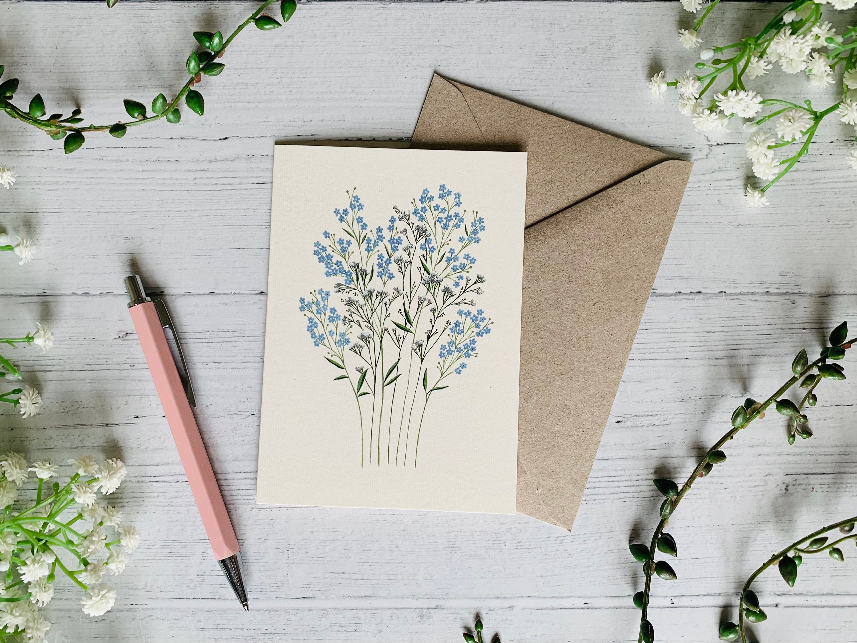 Artery8 Grußkarte \"Bluebell Flowers\" – 17,5x12,5 Cm, Hochwertiges Papier, Blanko Innen, Mit Umschlag