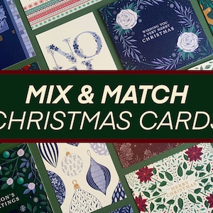 Mélangez et associez des cartes de Noël - Ensemble de luxe assorti de cartes d’art de Noël festives - Multipack de vacances - Aquarelle botanique vintage inspirée
