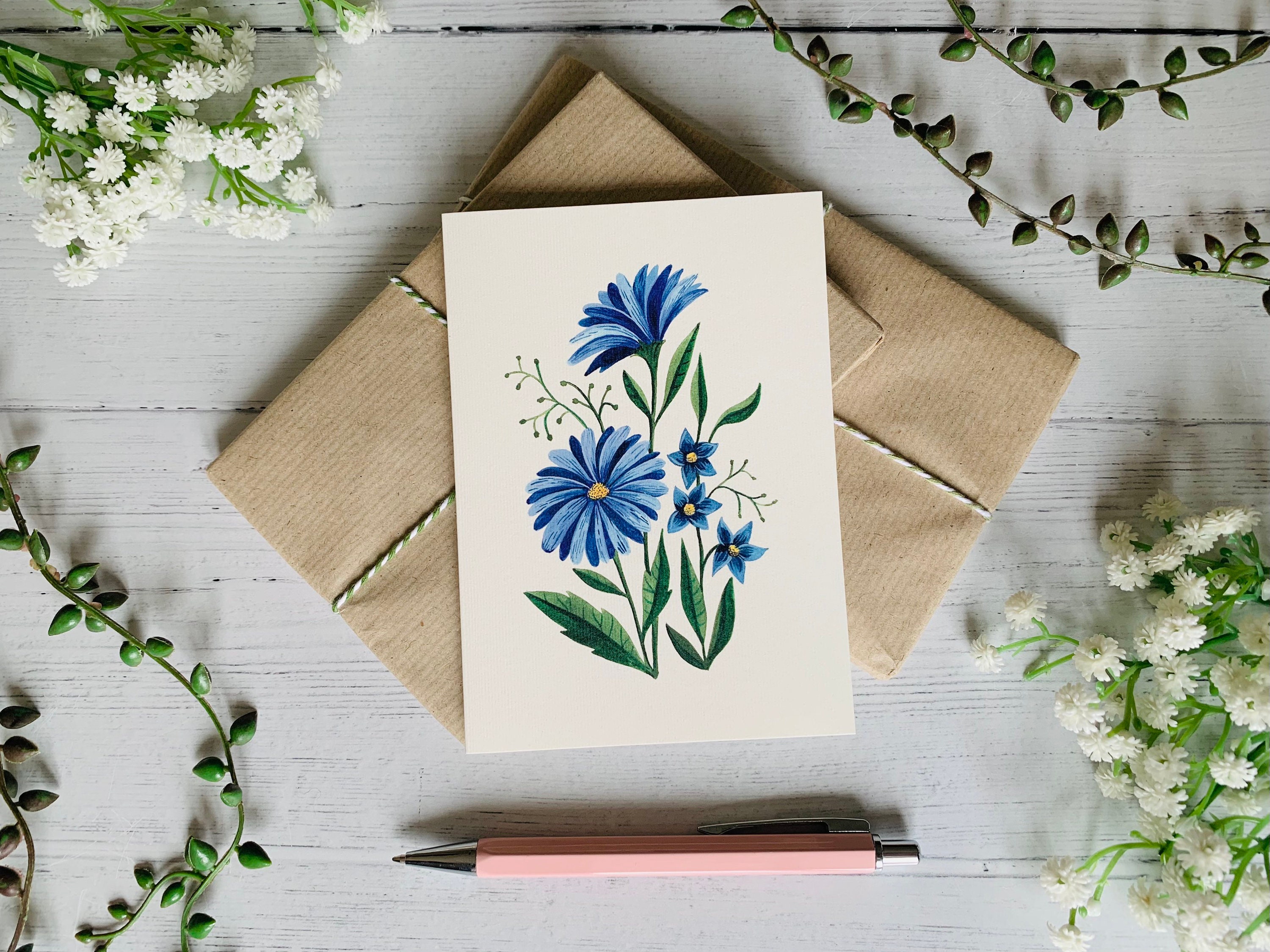 Botanical Greeting Card - Floral Wildflower Illustrated Art ...