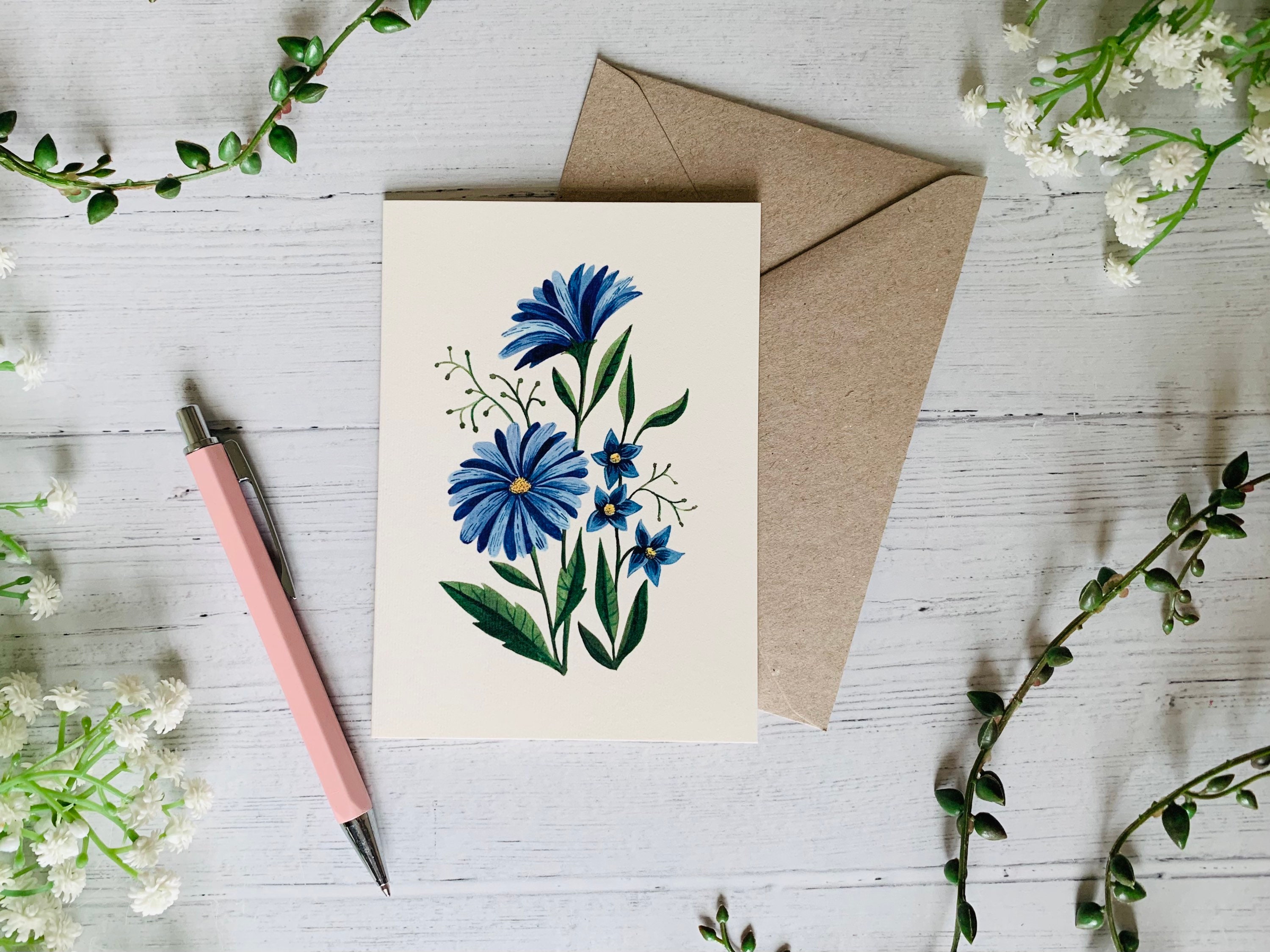 Botanical Greeting Card - Floral Wildflower Illustrated Art ...