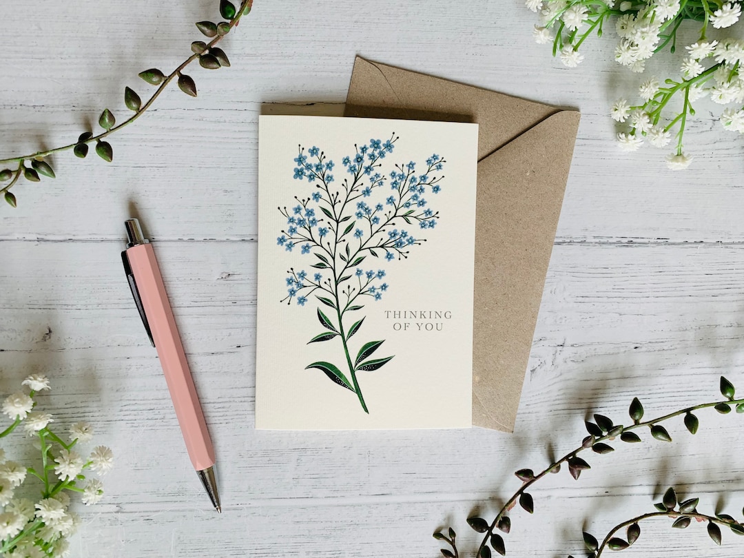 Thinking of You Greeting Card - Forget-me-nots Garden Floral ...