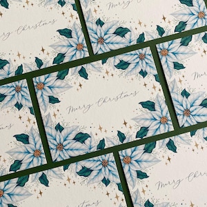 Cartes de correspondance de Noël blanches classiques - Joyeux Noël - Fleur de poinsettia - Cartes de Noël élégantes - Emballage multiple de luxe - Cadeaux pour fêtes
