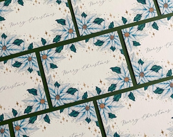 Biglietti di auguri classici di Natale bianco - Buon Natale - Fiore di Stella di Natale - Eleganti biglietti di Natale - Confezione multipla di lusso - Bomboniere festive