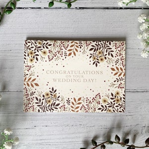 Carte de félicitations pour le jour du mariage d'automne - botanique floral d'automne rustique - fleurs automnales saisonnières pour octobre novembre - cadeau de mariage image 5