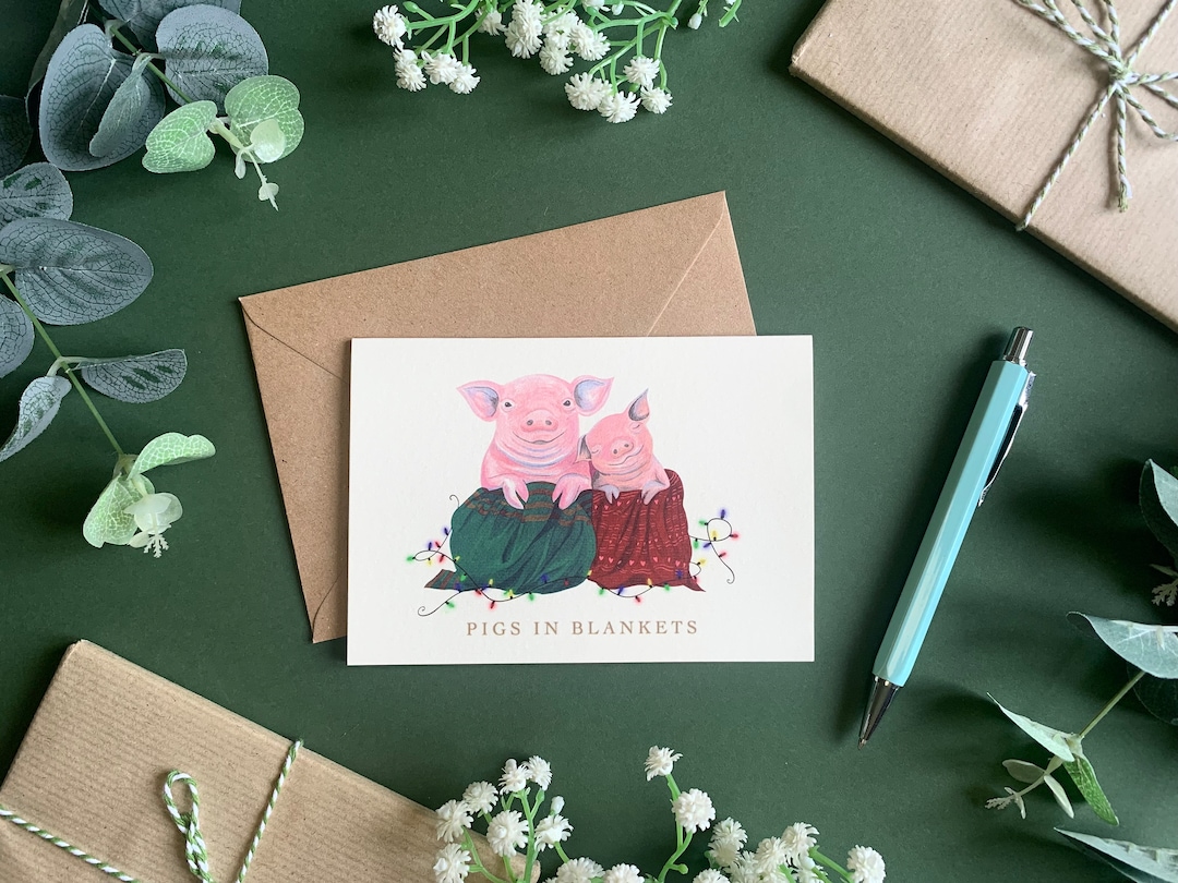 Pigs in Blankets Christmas Card Card for Animal Lovers Etsy