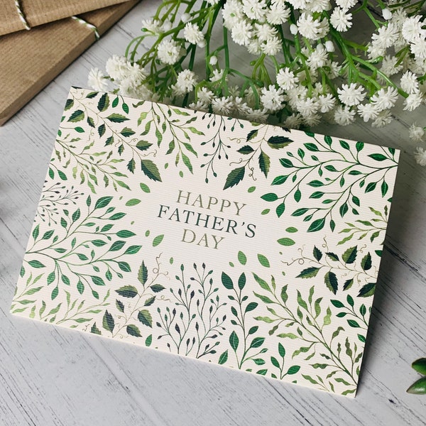 Father’s Day Greeting Card - Gardening Gift for Dad - Botanical Leaves - Watercolour Illustrated Art Card