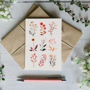 Autumn Floral Postcard Set of 6 Autumnal Botanical Collection Fall Watercolour Neutral Tonal Notecards Pack Art Cards Thanksgiving image 6