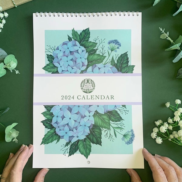 2024 Botanical Calendar - English Countryside Garden Floral and Fruit Illustrations - A4 Wall Planner - Artistic Christmas Gift