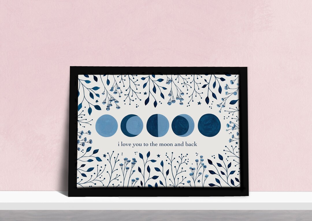 I Love You to the Moon and Back Print - Moon Phases Art Poster ...