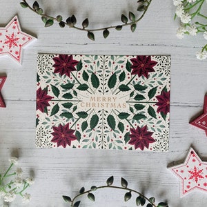 Botanical Christmas Card Poinsettia Holly Mistletoe Illustrated Xmas Art Holiday Greeting Card Kraft Envelope Included image 7