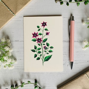 Purple Floral Postcard - Watercolour Wildflower Notecard - Nature Illustrated - A6 Flower Botanical Art Card - Small Art Print