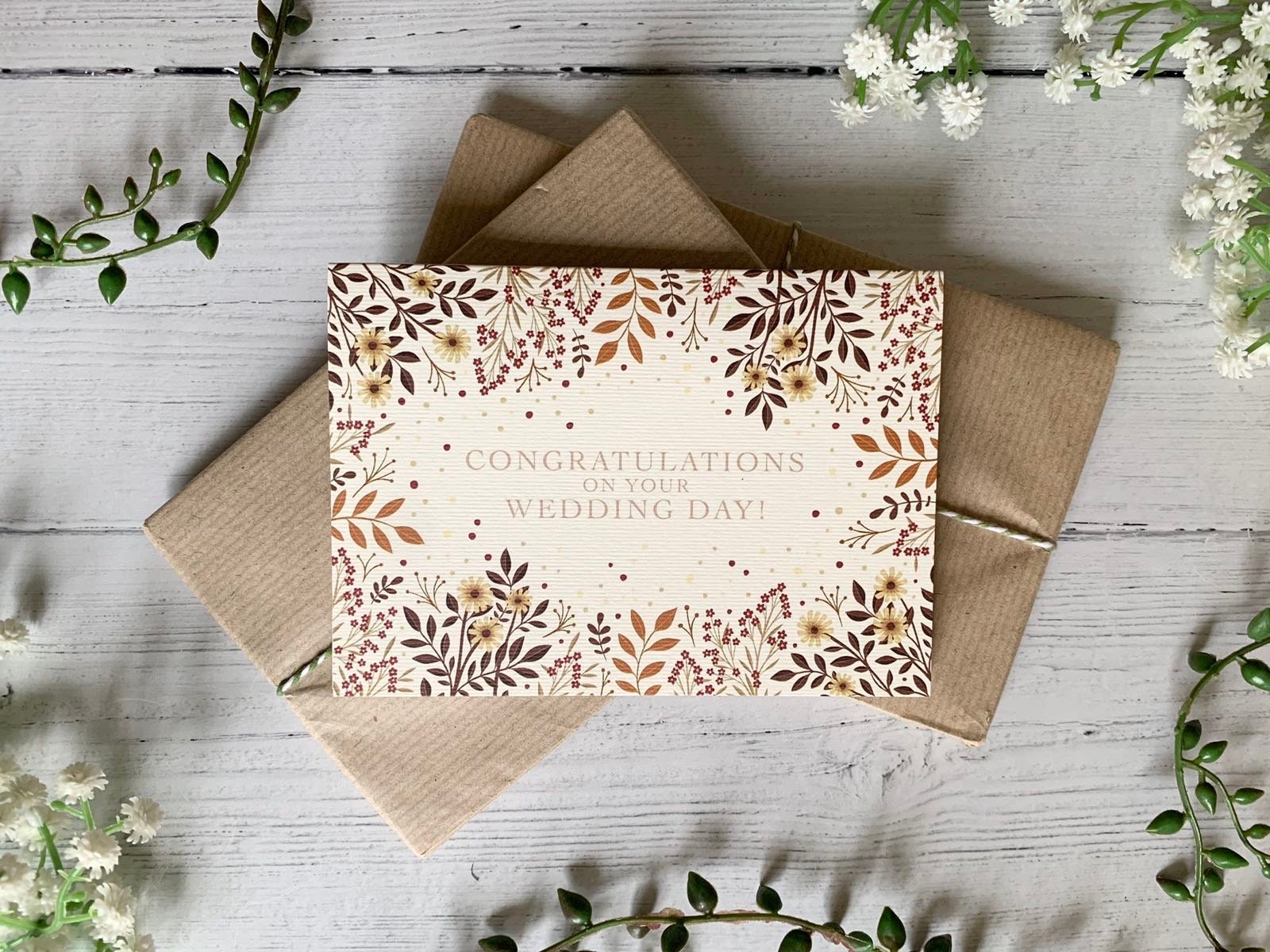 Autumn Wedding Card: Rustic Floral Congratulations - Etsy