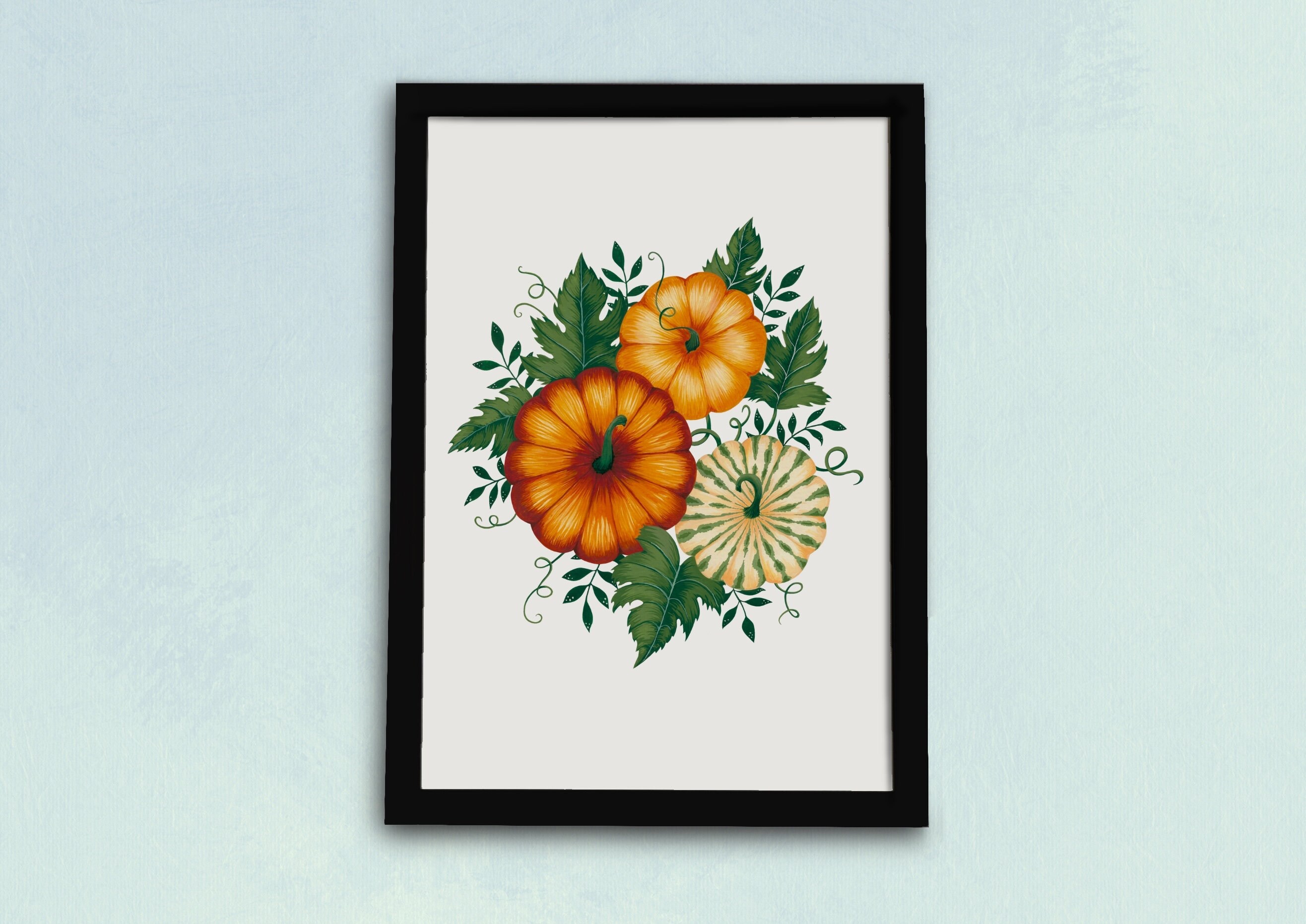 Pumpkin Patch Art Print - Autumn Illustration - Fall Halloween ...