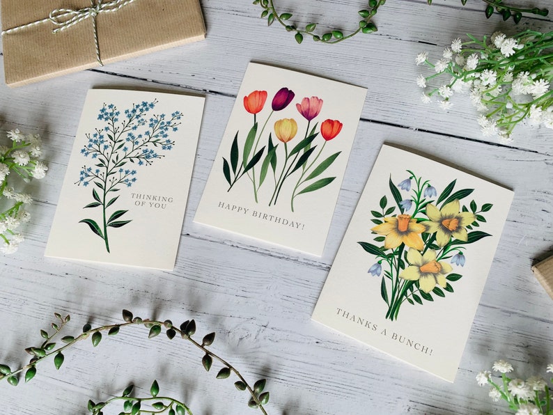 Tulips Happy Birthday Greeting Card Bright Garden Floral Illustration Art Card Watercolour Flowers Gift for Gardeners image 7