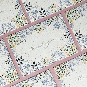 Wildblumen Konfetti Dankeskarten - Blumenhochzeits-Briefpapier - Gastgeschenk-Set - Luxus-Grußkarten - Pastellblumen Kalligraphie