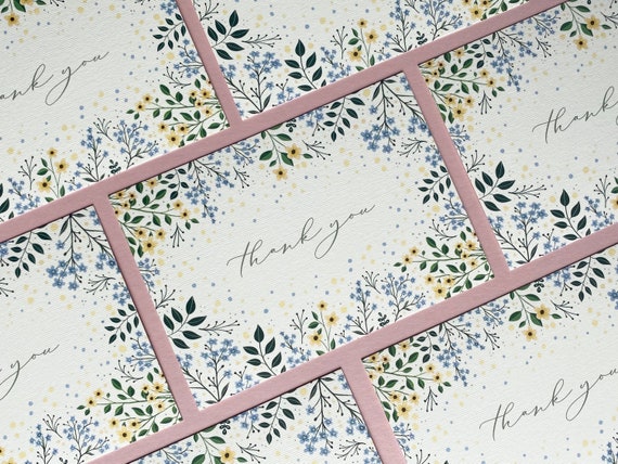 Wildflower Thank You Cards – Floral Calligraphy Notecards, A6 Size