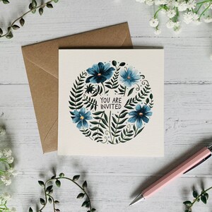 Carte d'invitation - vous êtes invité - carte de voeux aquarelle florale - invitation à une garden-party - oeuvre d'art botanique fleurie