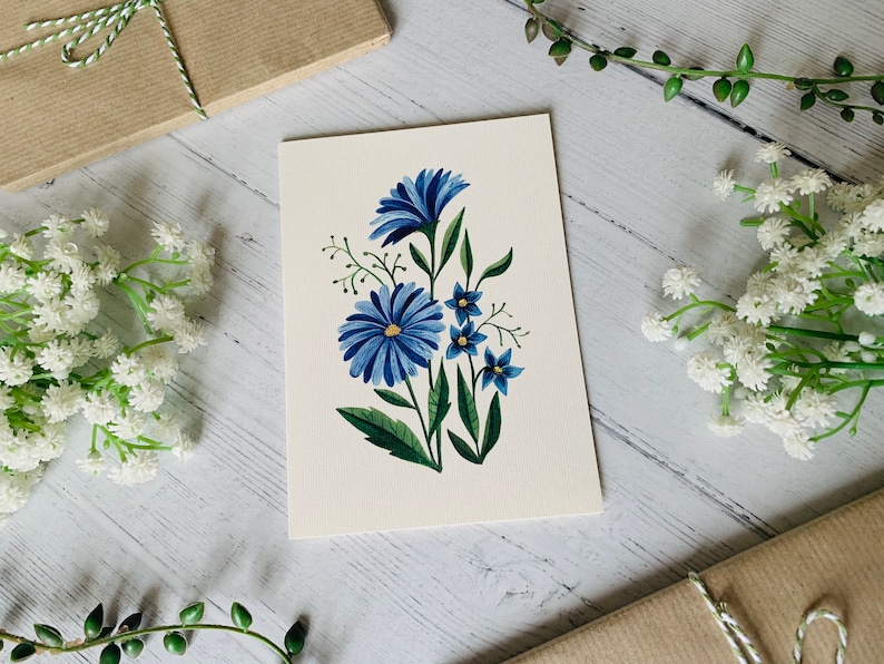 Botanical Greeting Card - Floral Wildflower Illustrated Art ...