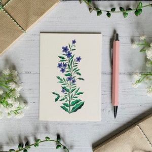 Lila Blumen Postkarte - Natur illustriert - Aquarell Wildblumen Karte - A6 Blumen botanische Kunstkarte - kleiner Kunstdruck