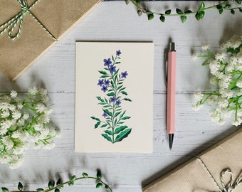 Lilac Flower Postcard - Nature Illustrated - Watercolour Wildflower Notecard - A6 Floral Botanical Art Card - Small Art Print