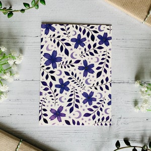 Set of 6 Cosmic Floral Postcards Moon and Stars Collection Space Watercolour Blue and Purple Notecards Pack Art Cards image 8