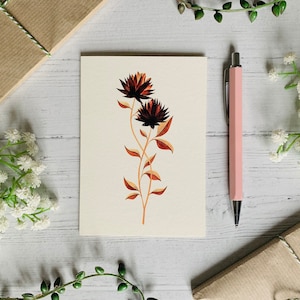 Protea Postcard - Aquarelle Automne Fleurs d’Automne Notecard - Nature Illustrated - Neutral Tonal Botanical Art Card - Petit Tirage