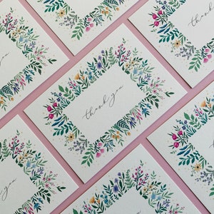 Set of Thank You Notecards - Wedding Birthday Christmas Christening - Luxury Cards Multipack - Watercolour Party Favours