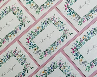 Set of Thank You Notecards - Wedding Birthday Christmas Christening - Luxury Cards Multipack - Watercolour Party Favours