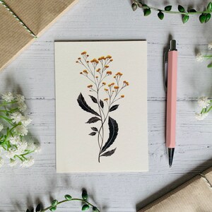 Schafgarbe Postkarte - Aquarell Herbst Blumen Grußkarte - Natur Illustriert - Neutrale botanische Kunst Karte - kleiner Kunstdruck
