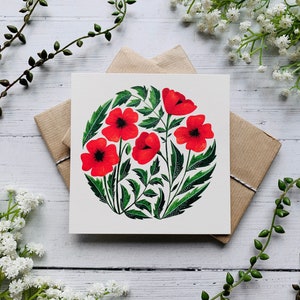 Carte postale coquelicots - coquelicot rouge aquarelle - nature - floral illustré - carte de correspondance botanique - petite impression d'art