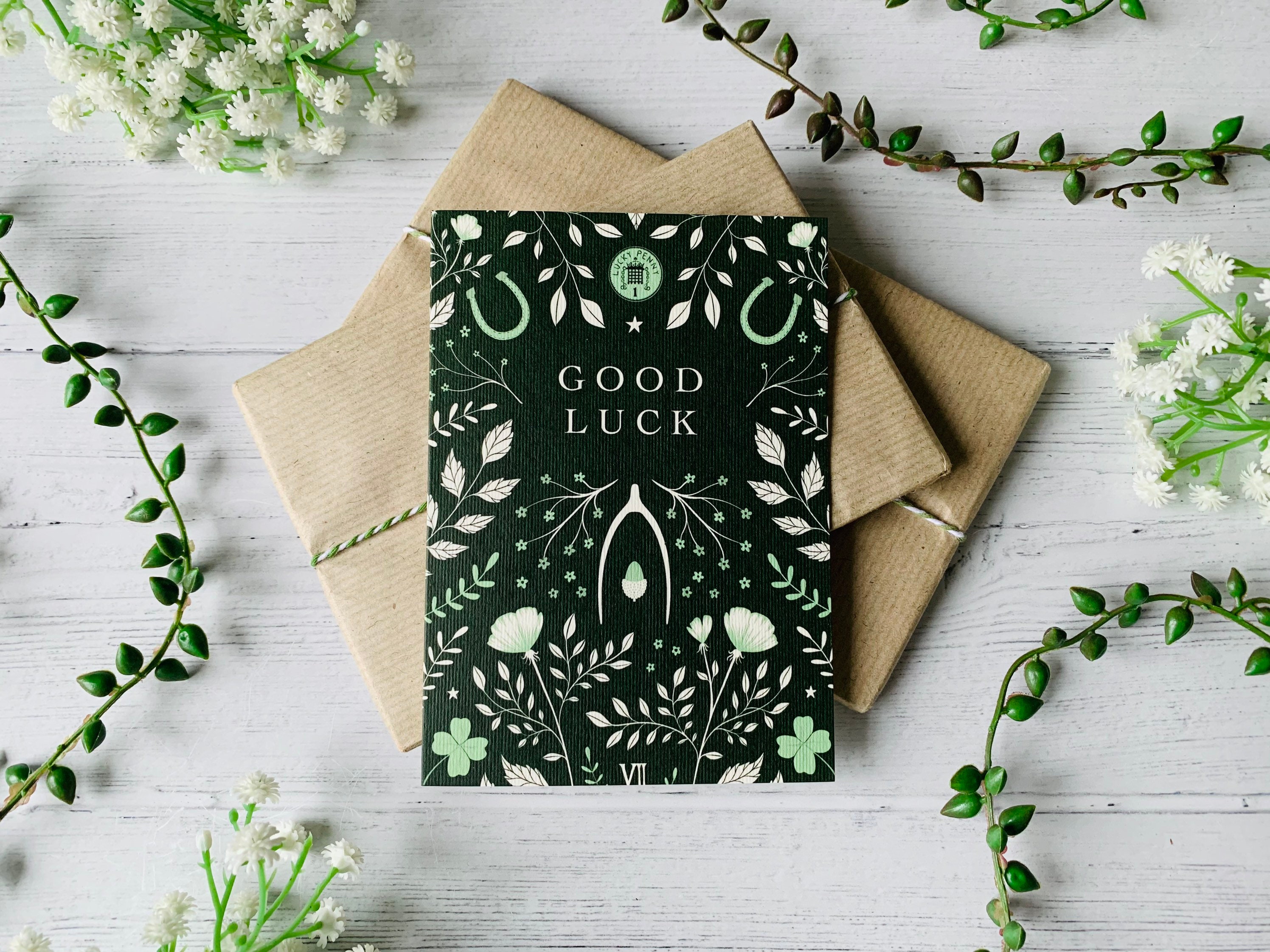Good Luck Card - Lucky Charms Botanical Illustrated Art - A6 Blank ...