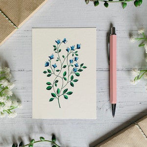 Coastal Wildflower Postcard - Blue Floral Art Card - Nature Illustrated - Watercolour Notecard - A6 Seaside Flower Card - Small Art Print