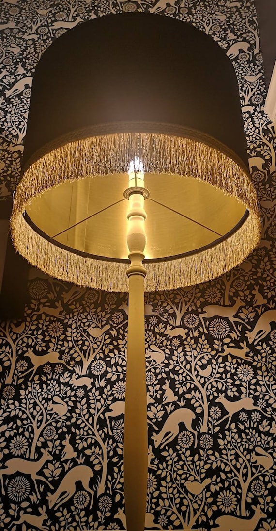 Navy fringed lampshade deals