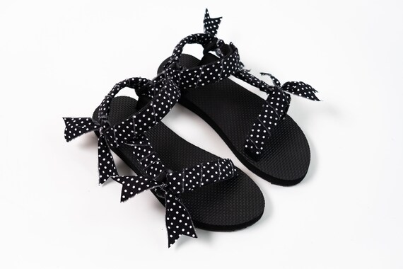 black polka dot sandals